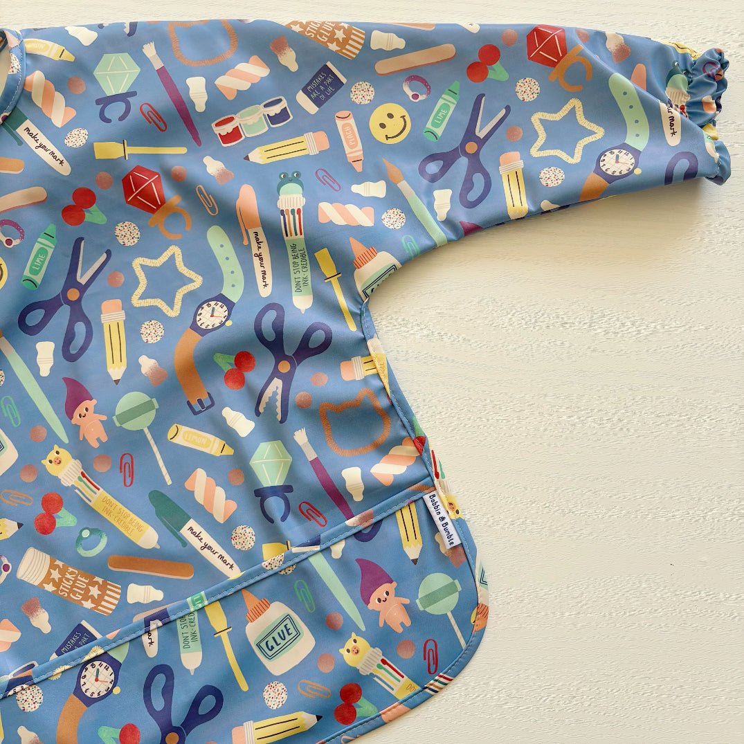 Long Sleeved Baby Bib - Crafty Print - Edie And I