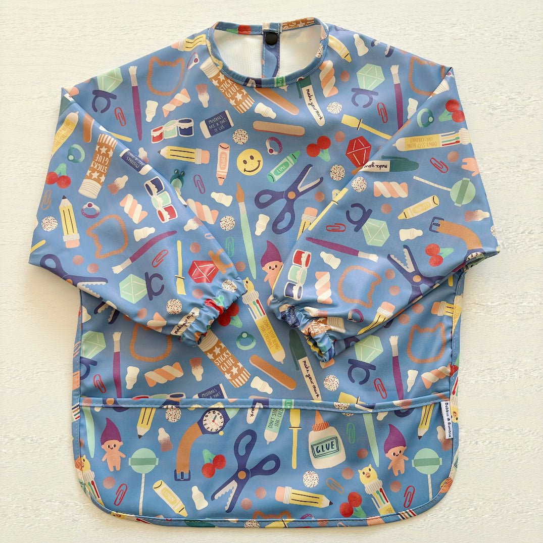 Long Sleeved Baby Bib - Crafty Print - Edie And I