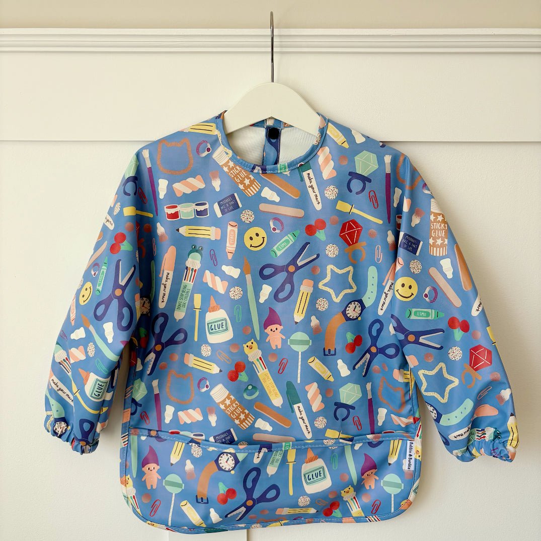 Long Sleeved Baby Bib - Crafty Print - Edie And I