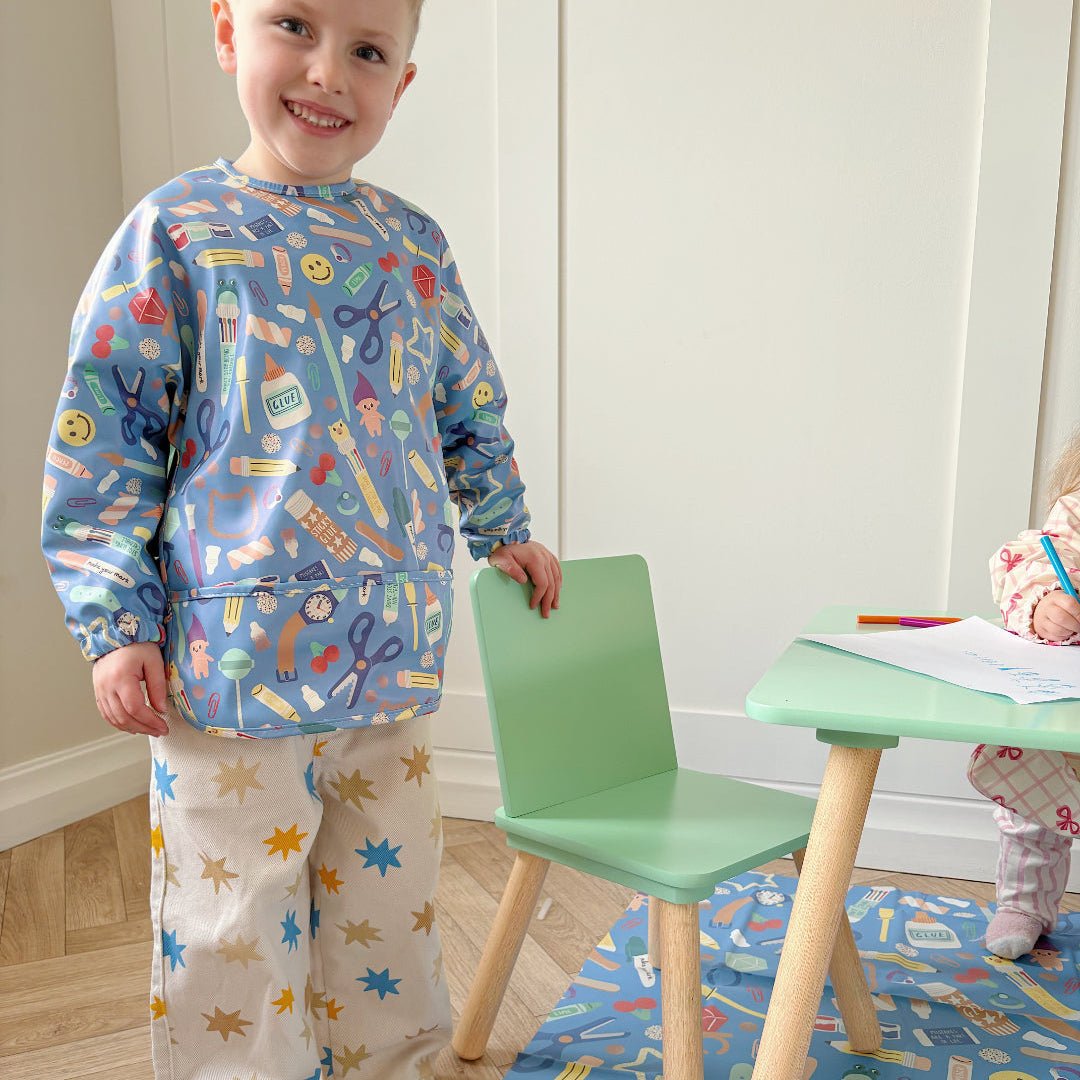 Long Sleeved Baby Bib - Crafty Print - Edie And I