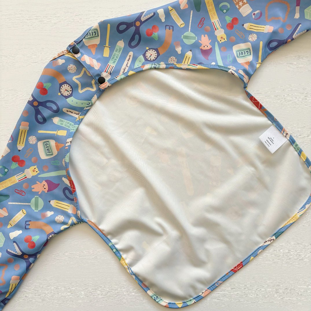 Long Sleeved Baby Bib - Crafty Print - Edie And I