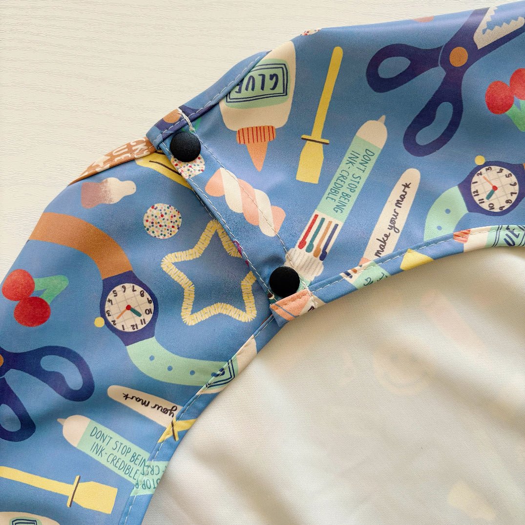 Long Sleeved Baby Bib - Crafty Print - Edie And I