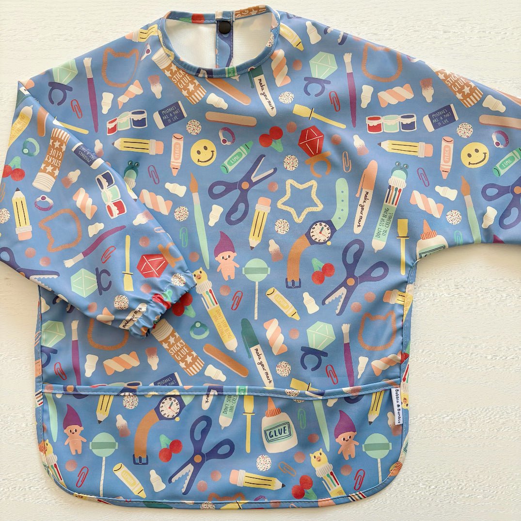 Long Sleeved Baby Bib - Crafty Print - Edie And I