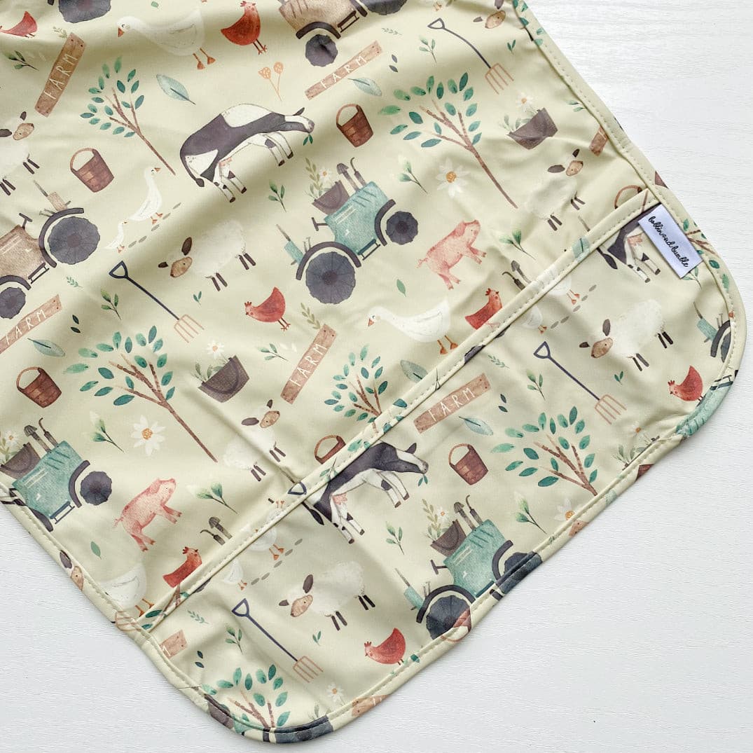 Long Sleeved Baby Bib - Farm Yard Print - Edie And I