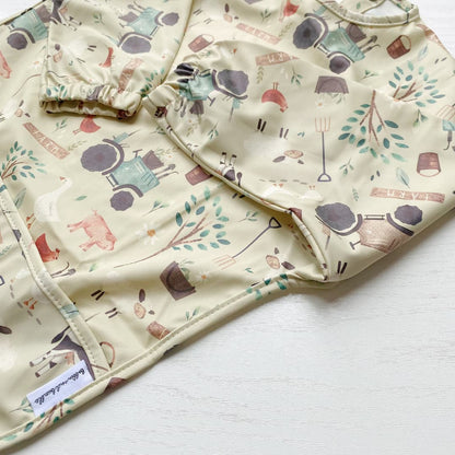 Long Sleeved Baby Bib - Farm Yard Print - Edie And I