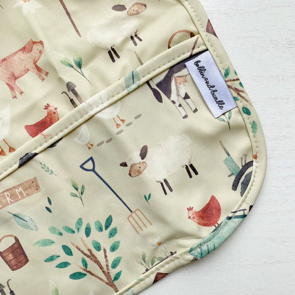 Long Sleeved Baby Bib - Farm Yard Print - Edie And I