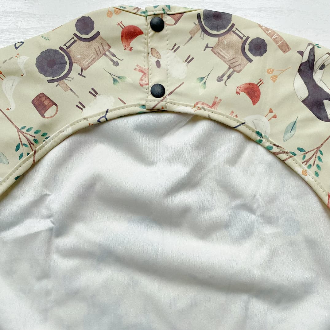 Long Sleeved Baby Bib - Farm Yard Print - Edie And I