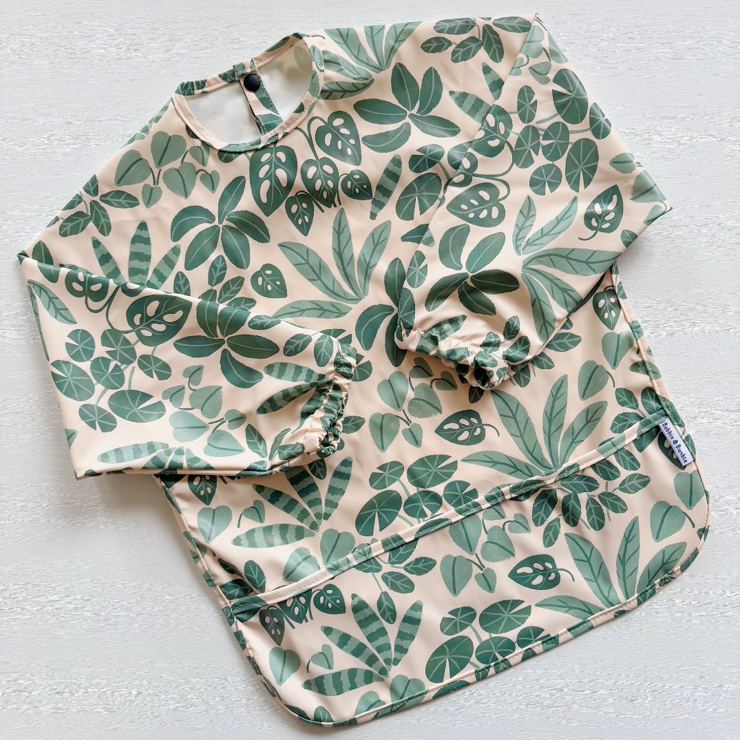 Long Sleeved Baby Bib - Houseplant Haven - Edie And I