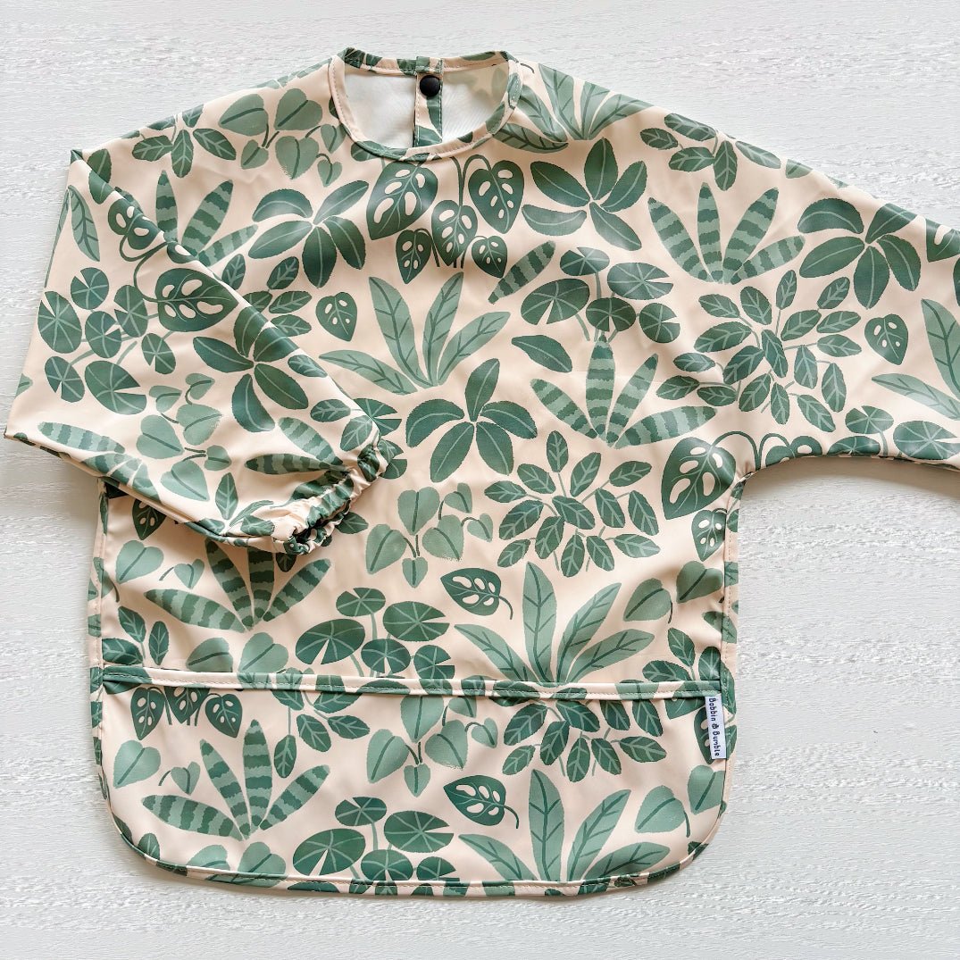 Long Sleeved Baby Bib - Houseplant Haven - Edie And I