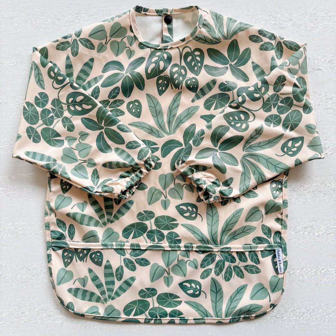 Long Sleeved Baby Bib - Houseplant Haven - Edie And I
