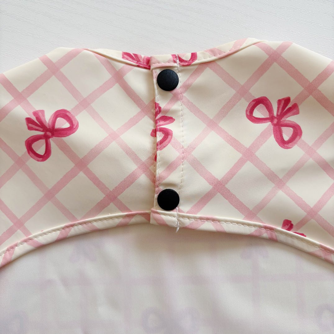 Long Sleeved Baby Bib - Pink Bow - Edie And I