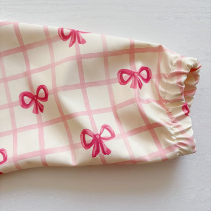 Long Sleeved Baby Bib - Pink Bow - Edie And I