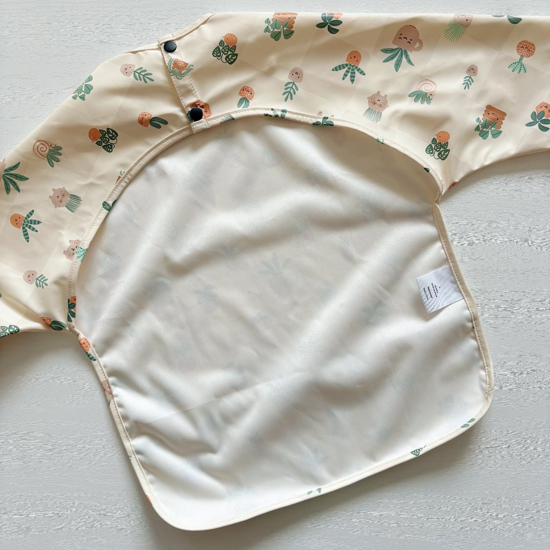 Long Sleeved Baby Bib - Pot Plants - Edie And I