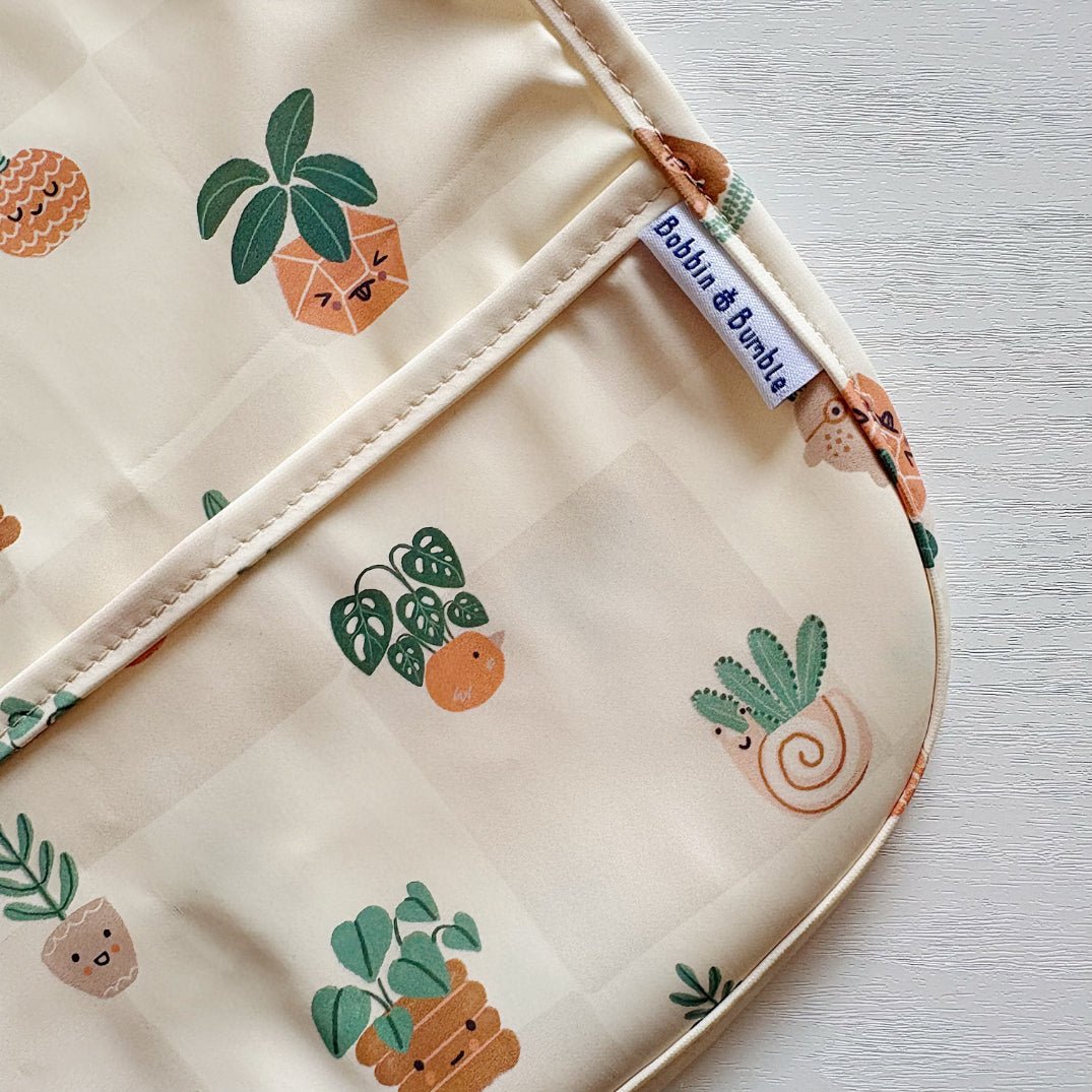 Long Sleeved Baby Bib - Pot Plants - Edie And I