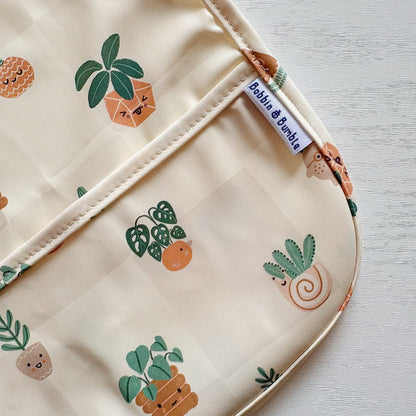 Long Sleeved Baby Bib - Pot Plants - Edie And I