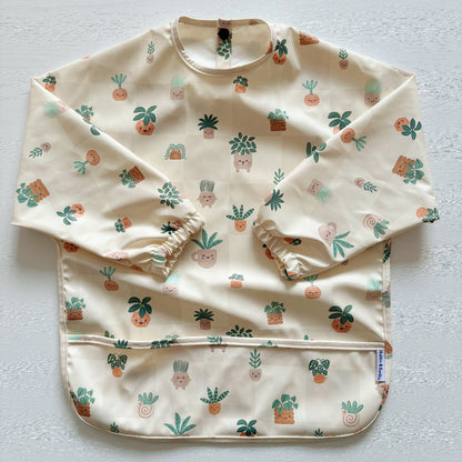 Long Sleeved Baby Bib - Pot Plants - Edie And I