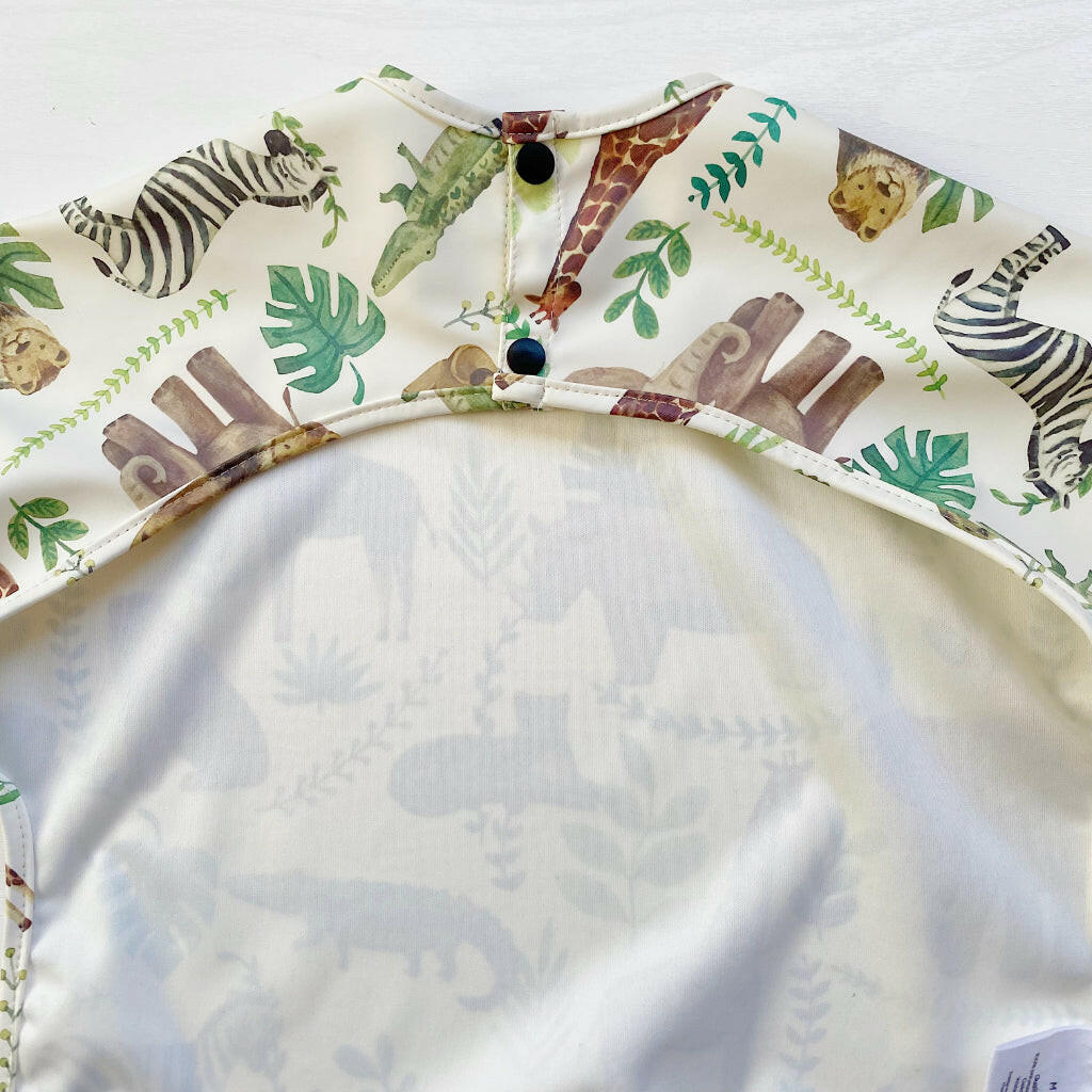 Long Sleeved Baby Bib - Safari Animals - Edie And I