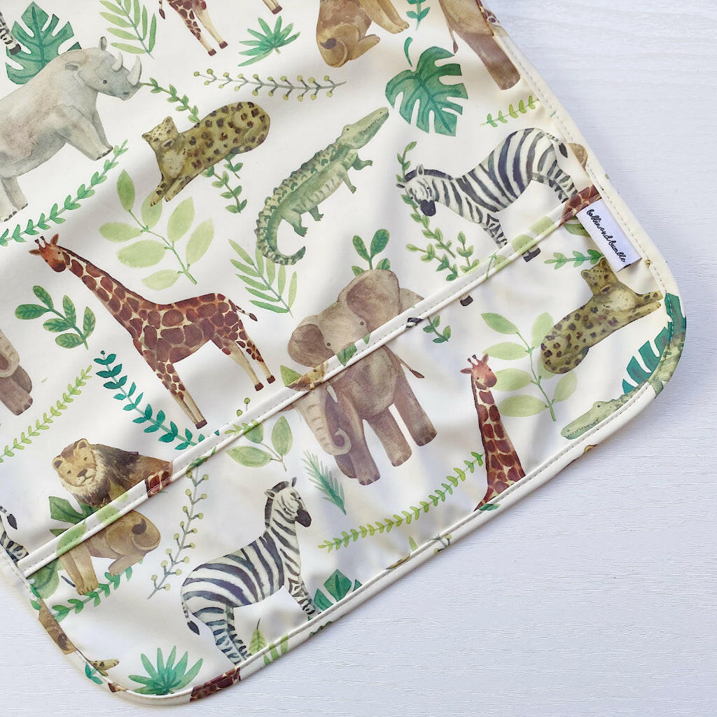 Long Sleeved Baby Bib - Safari Animals - Edie And I