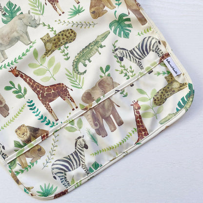 Long Sleeved Baby Bib - Safari Animals - Edie And I