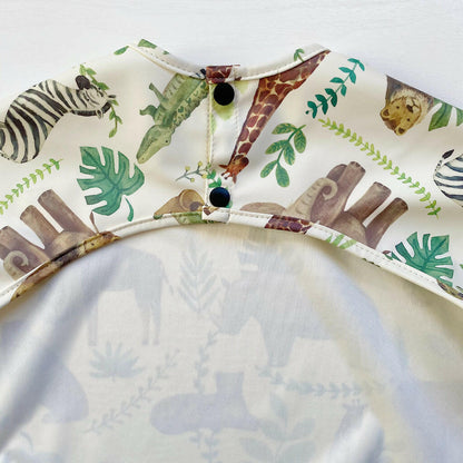 Long Sleeved Baby Bib - Safari Animals - Edie And I