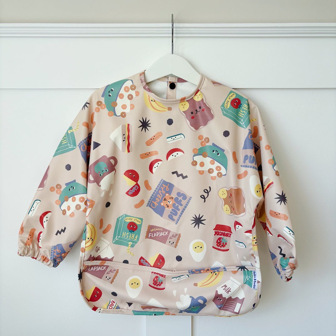 Long Sleeved Baby Bib - Snack Time - Edie And I