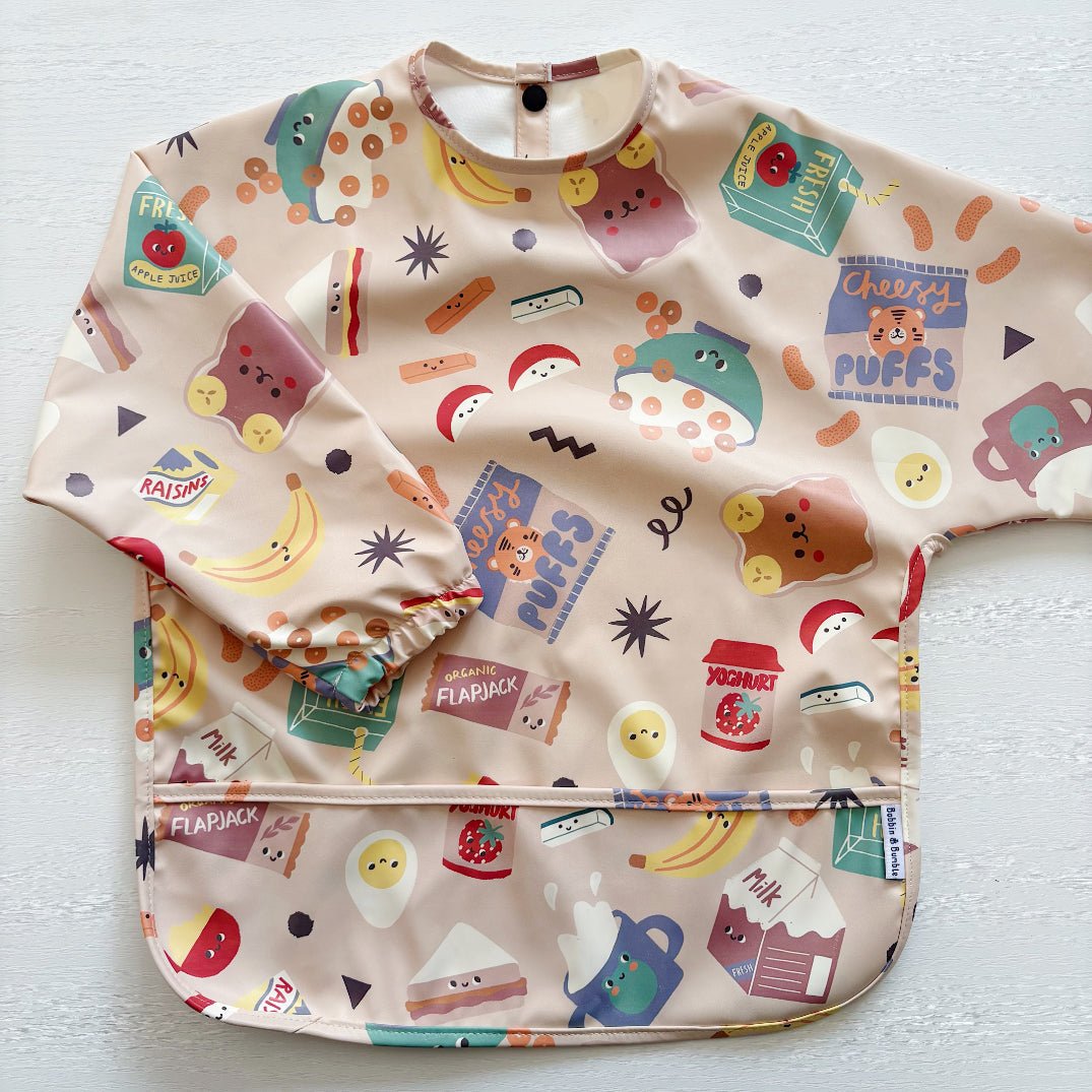 Long Sleeved Baby Bib - Snack Time - Edie And I