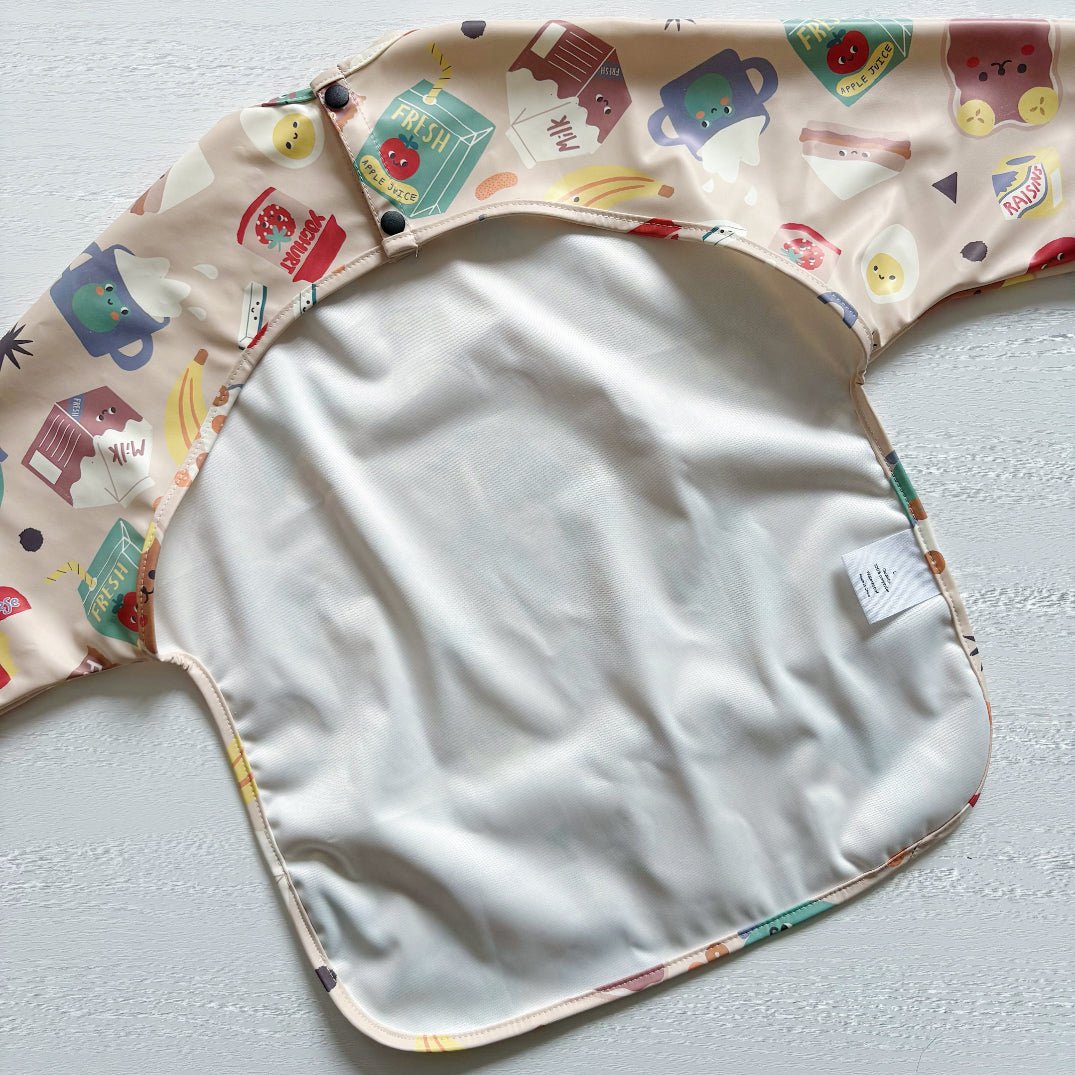 Long Sleeved Baby Bib - Snack Time - Edie And I