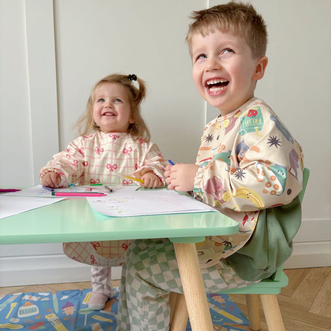 Long Sleeved Baby Bib - Snack Time - Edie And I