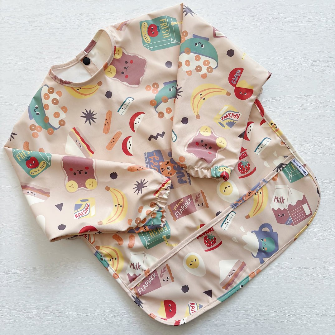 Long Sleeved Baby Bib - Snack Time - Edie And I