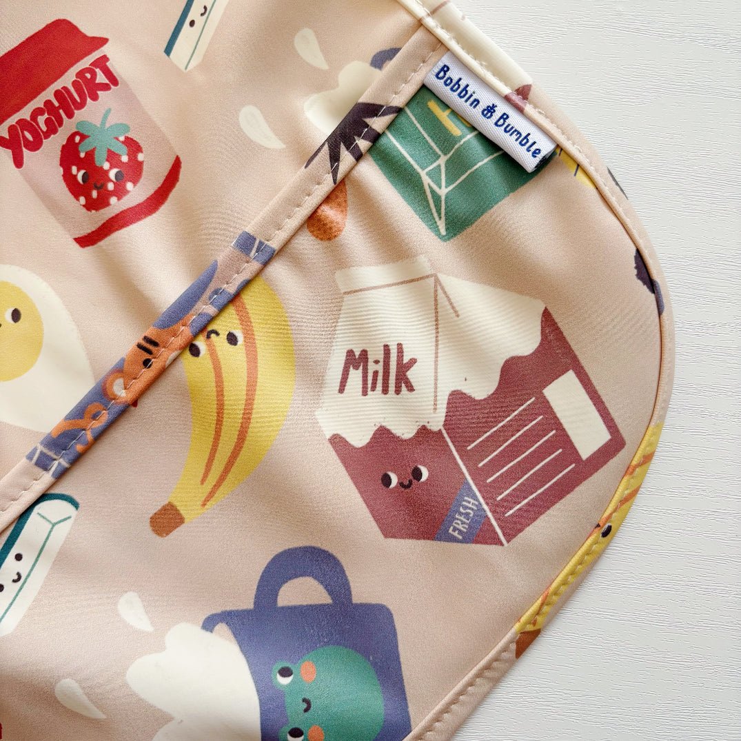 Long Sleeved Baby Bib - Snack Time - Edie And I