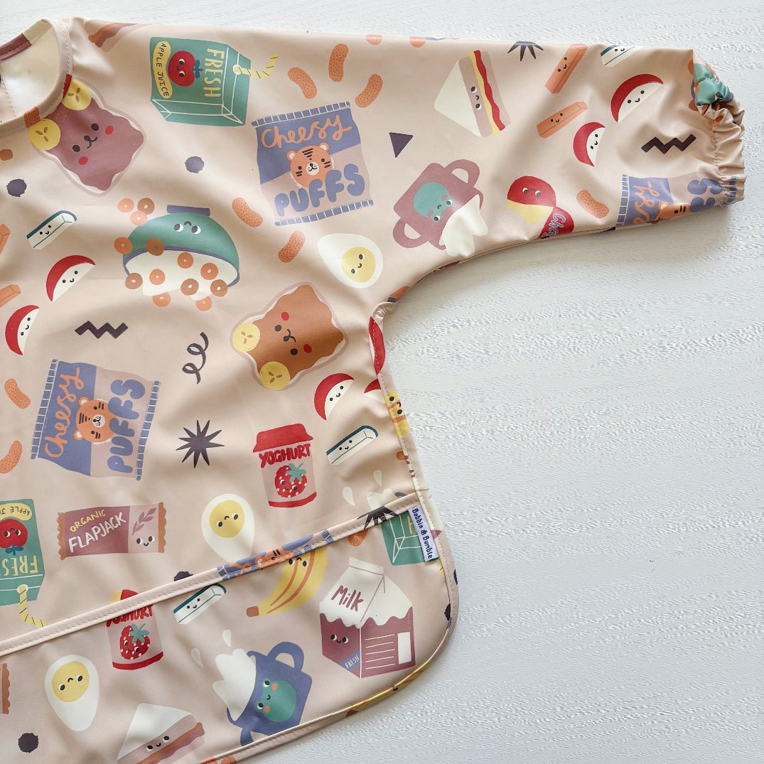 Long Sleeved Baby Bib - Snack Time - Edie And I
