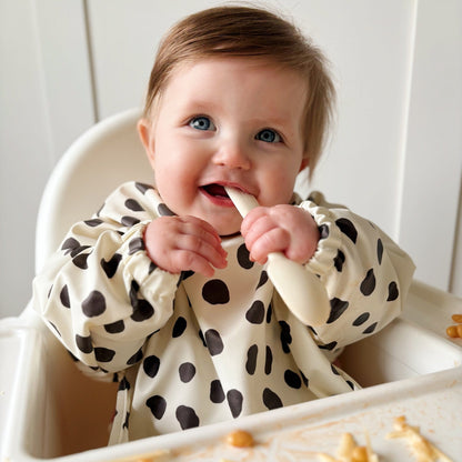 Long Sleeved Baby Bib - Spotty print - Edie And I