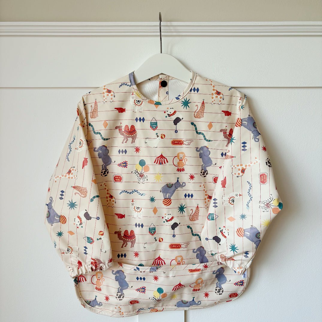 Long Sleeved Baby Bib - Vintage Circus - Edie And I