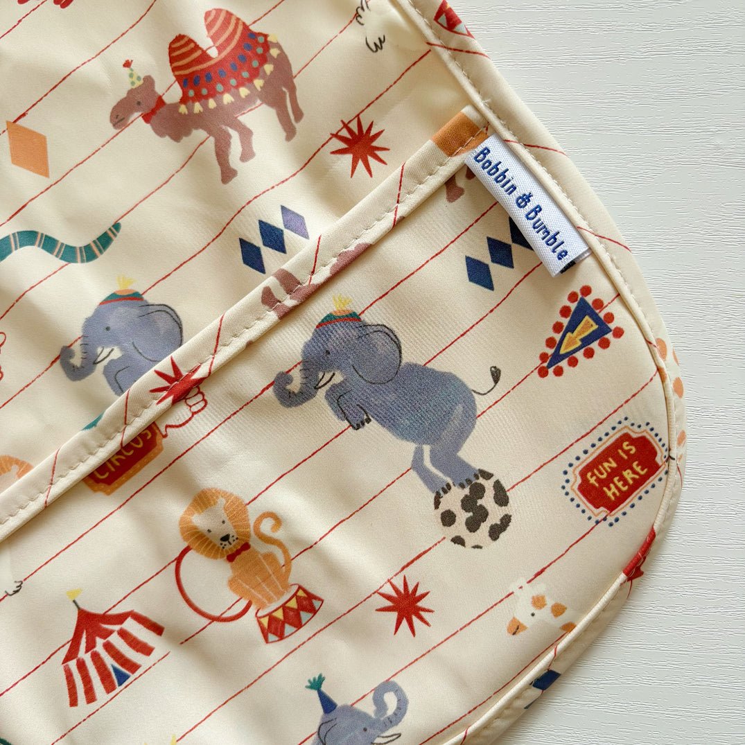 Long Sleeved Baby Bib - Vintage Circus - Edie And I