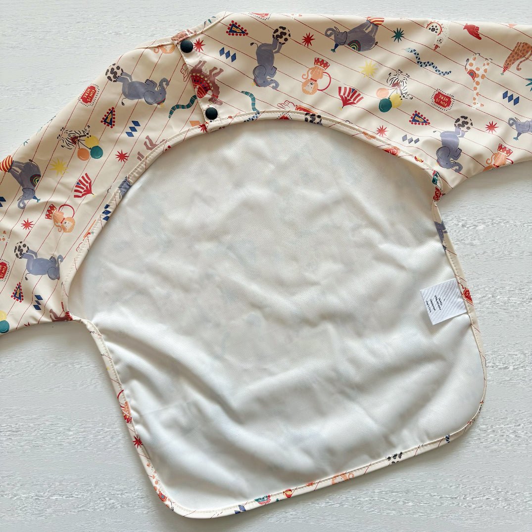 Long Sleeved Baby Bib - Vintage Circus - Edie And I