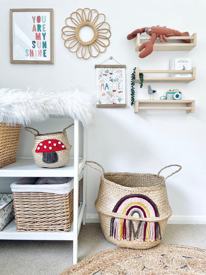Maroon tassel rainbow basket - Extra Large - Edie And I