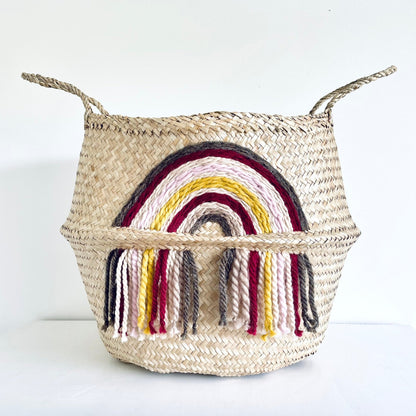 Maroon tassel rainbow basket - Extra Large - Edie And I