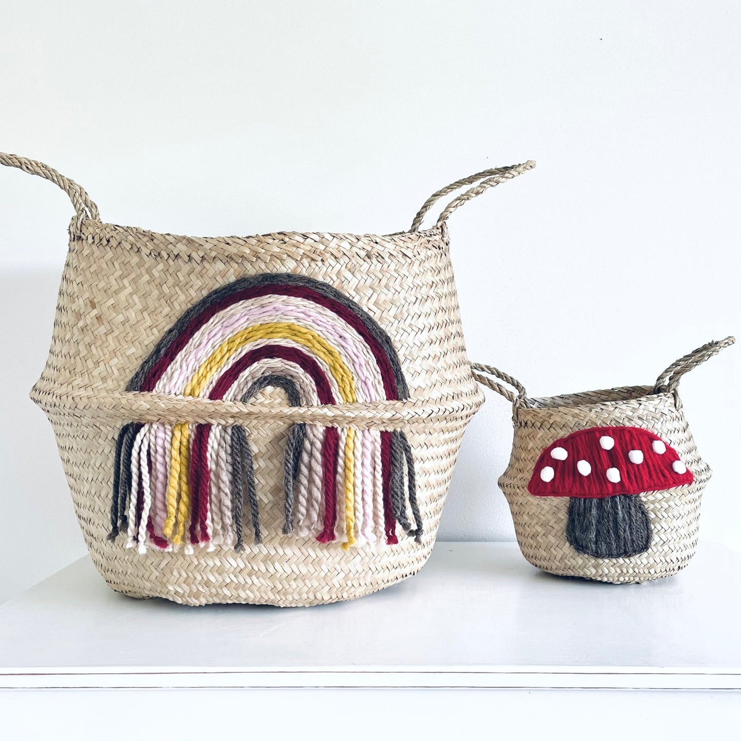 Maroon tassel rainbow basket - Extra Large - Edie And I