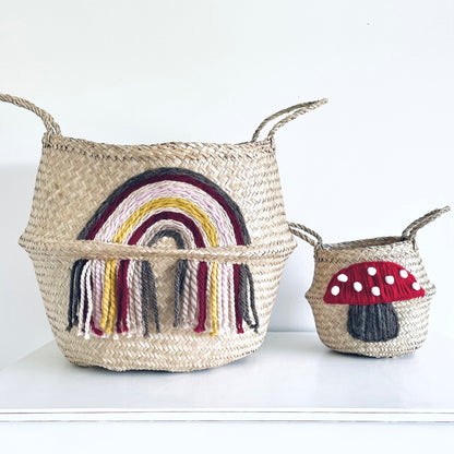 Maroon tassel rainbow basket - Extra Large - Edie And I