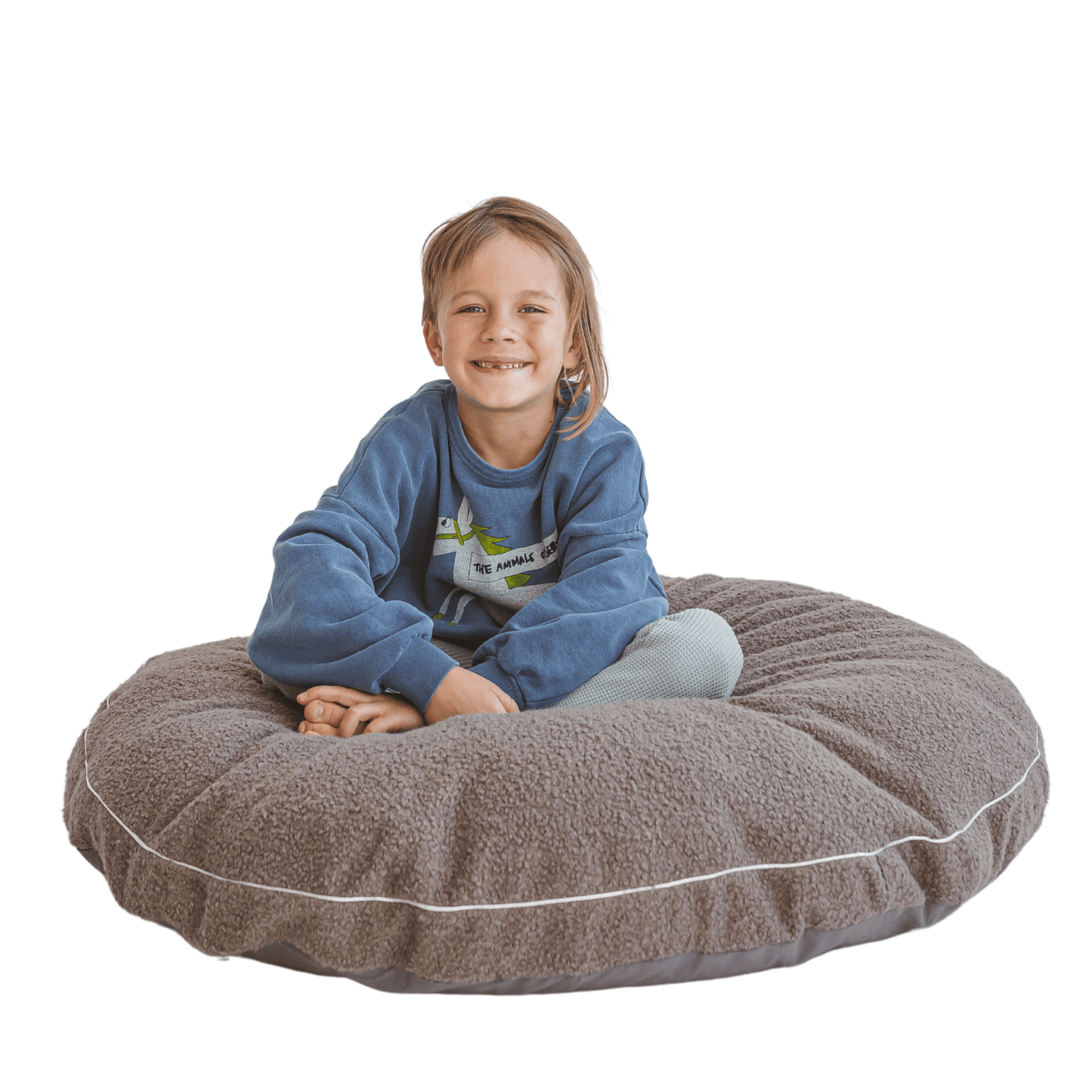 MINICAMP Boucle Fabric Kids Floor Cushion in Grey - Edie And I