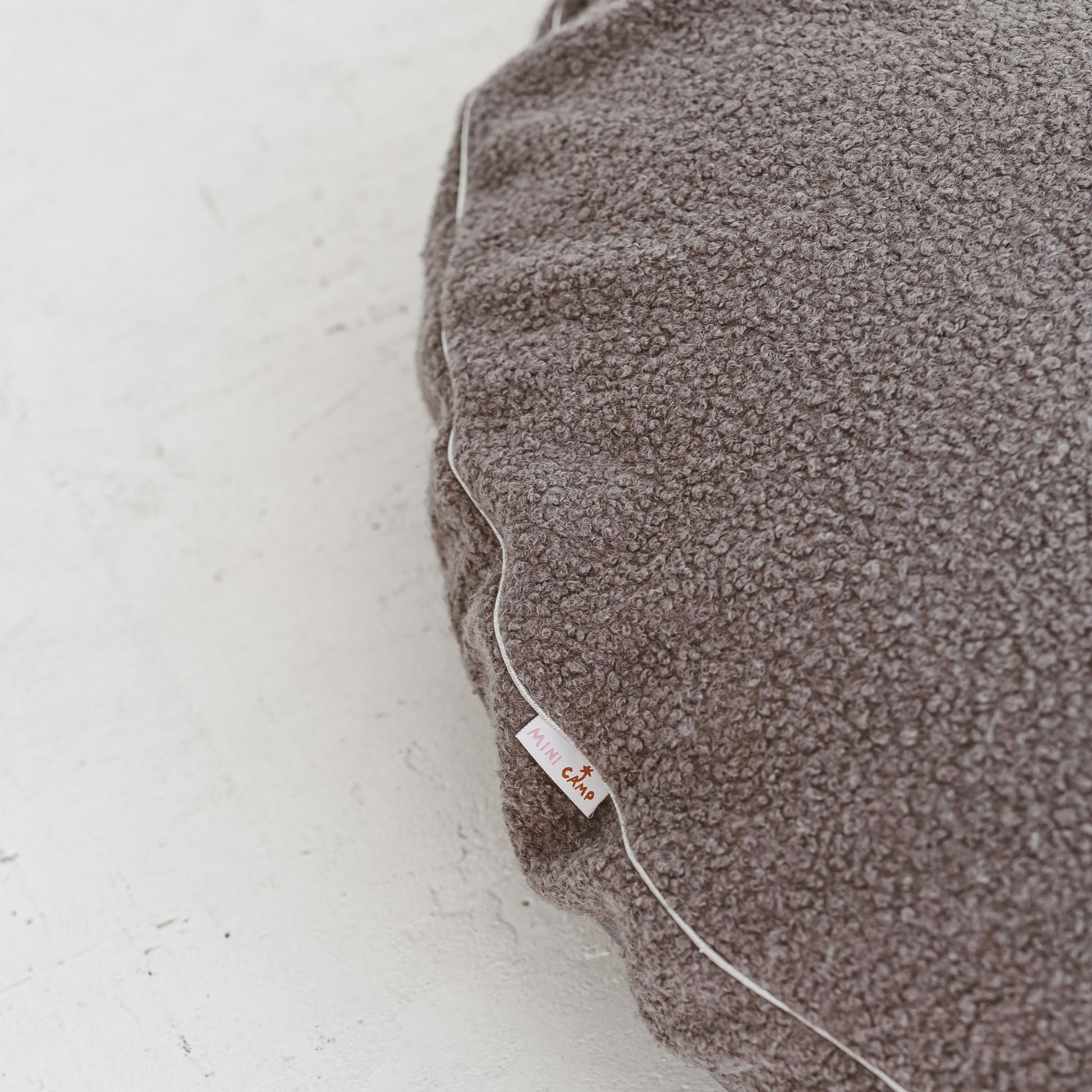 MINICAMP Boucle Fabric Kids Floor Cushion in Grey - Edie And I