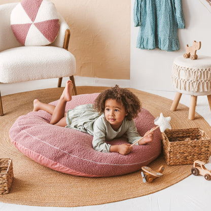 MINICAMP Boucle Fabric Kids Floor Cushion in Rose - Edie And I