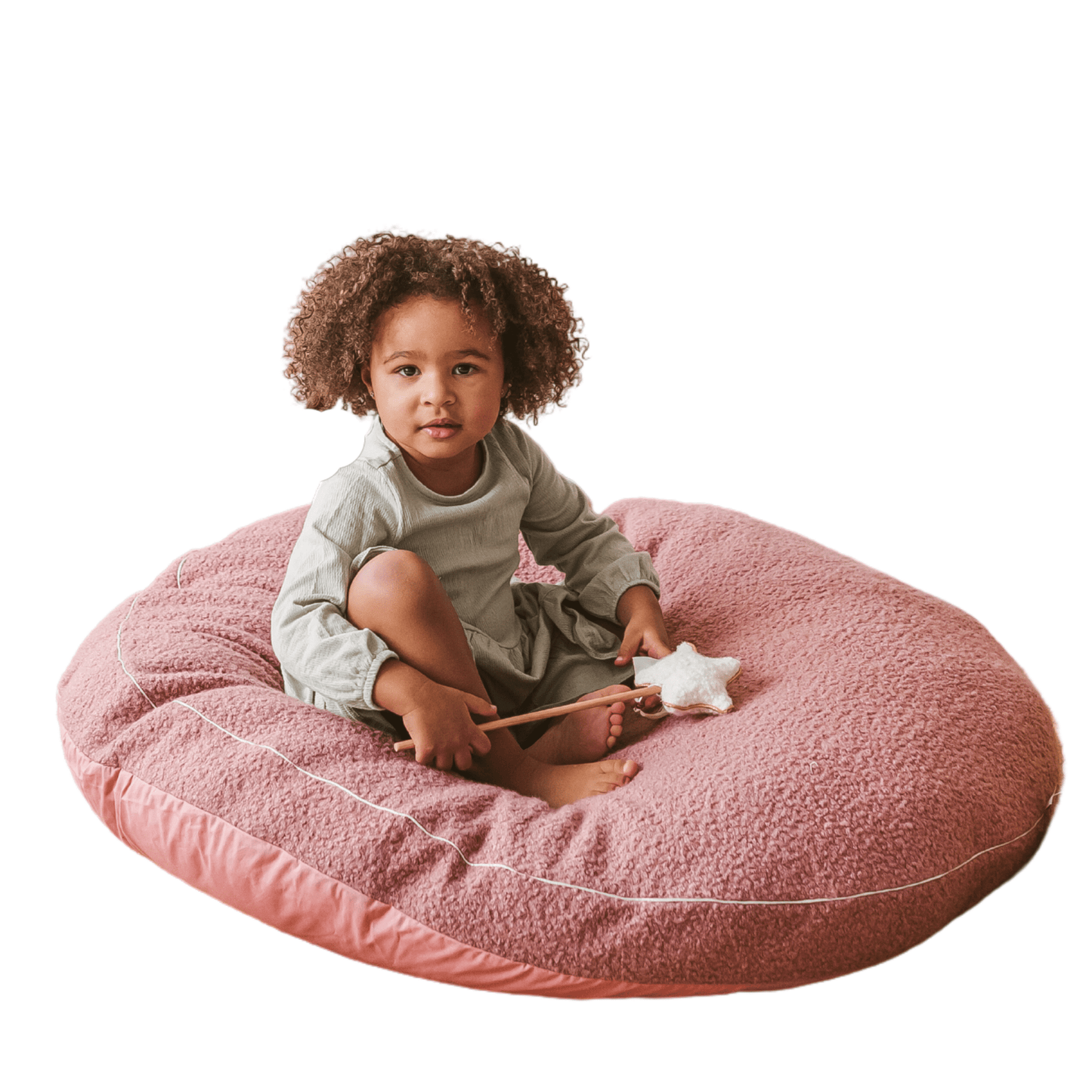 MINICAMP Boucle Fabric Kids Floor Cushion in Rose - Edie And I