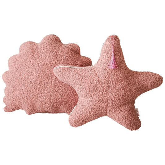 MINICAMP Boucle Seashell & Starfish Throw Pillows in Rose | PACK of 2 - Edie And I