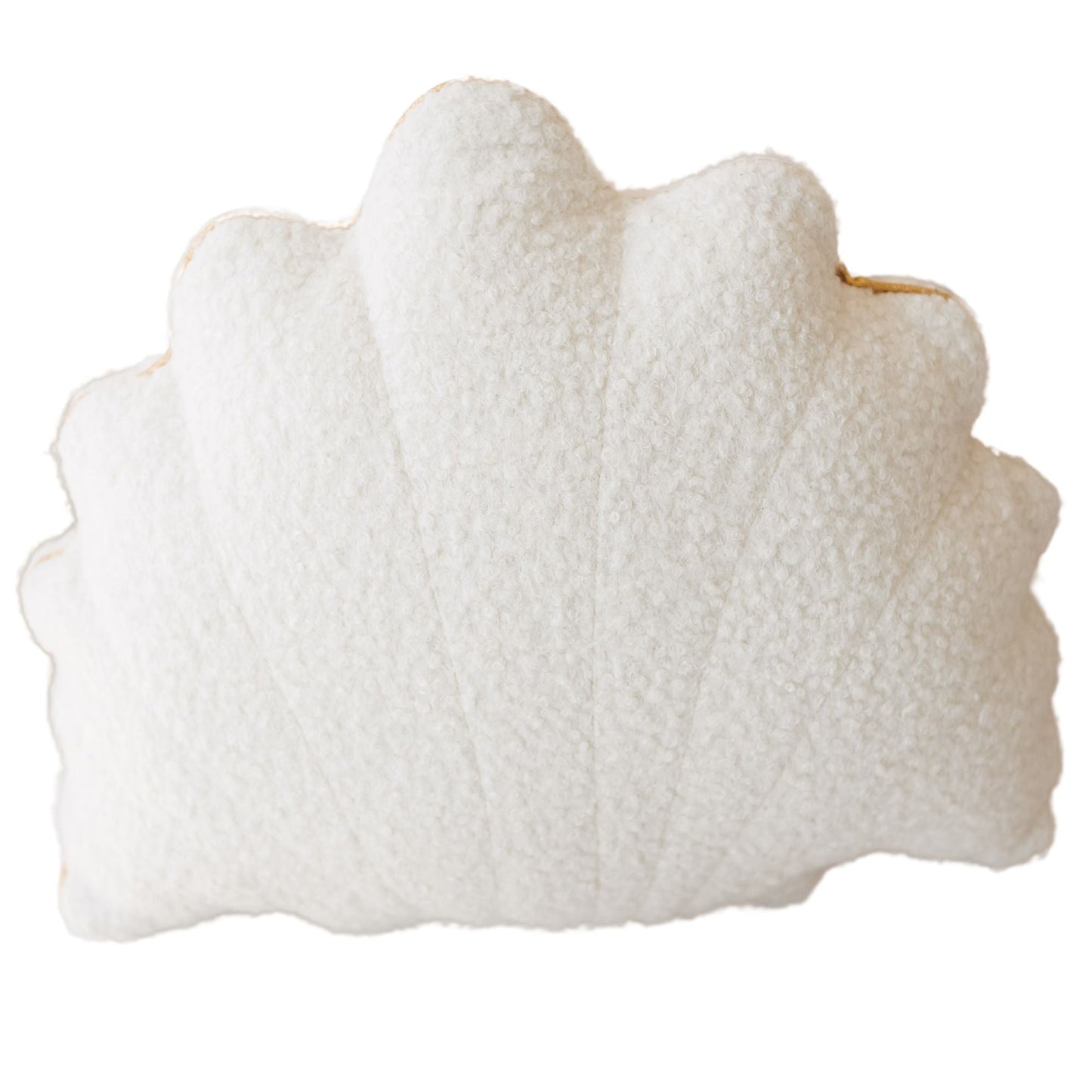MINICAMP Ecru Boucle Seashell Cushion With Chic Golden Trim - Edie And I