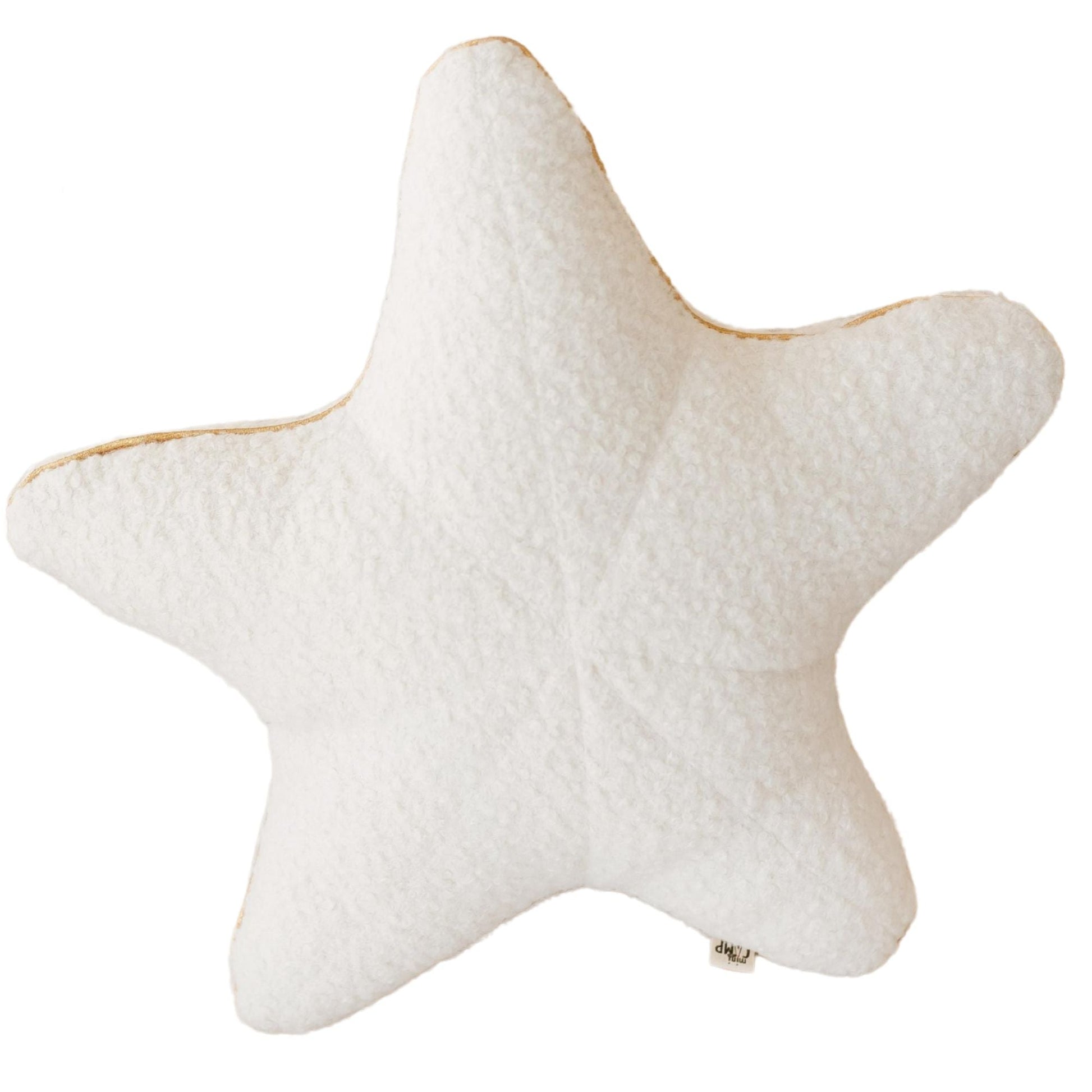 MINICAMP Ecru Boucle Starfish Cushion With Chic Golden Trim - Edie And I