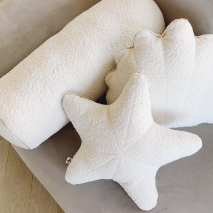MINICAMP Ecru Boucle Starfish Cushion With Chic Golden Trim - Edie And I