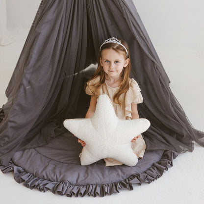 MINICAMP Ecru Boucle Starfish Cushion With Chic Golden Trim - Edie And I