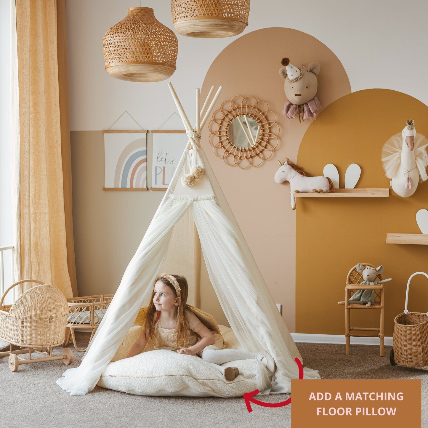 MINICAMP Fairy Kids Play Tent With Tulle in Ecru - Edie And I
