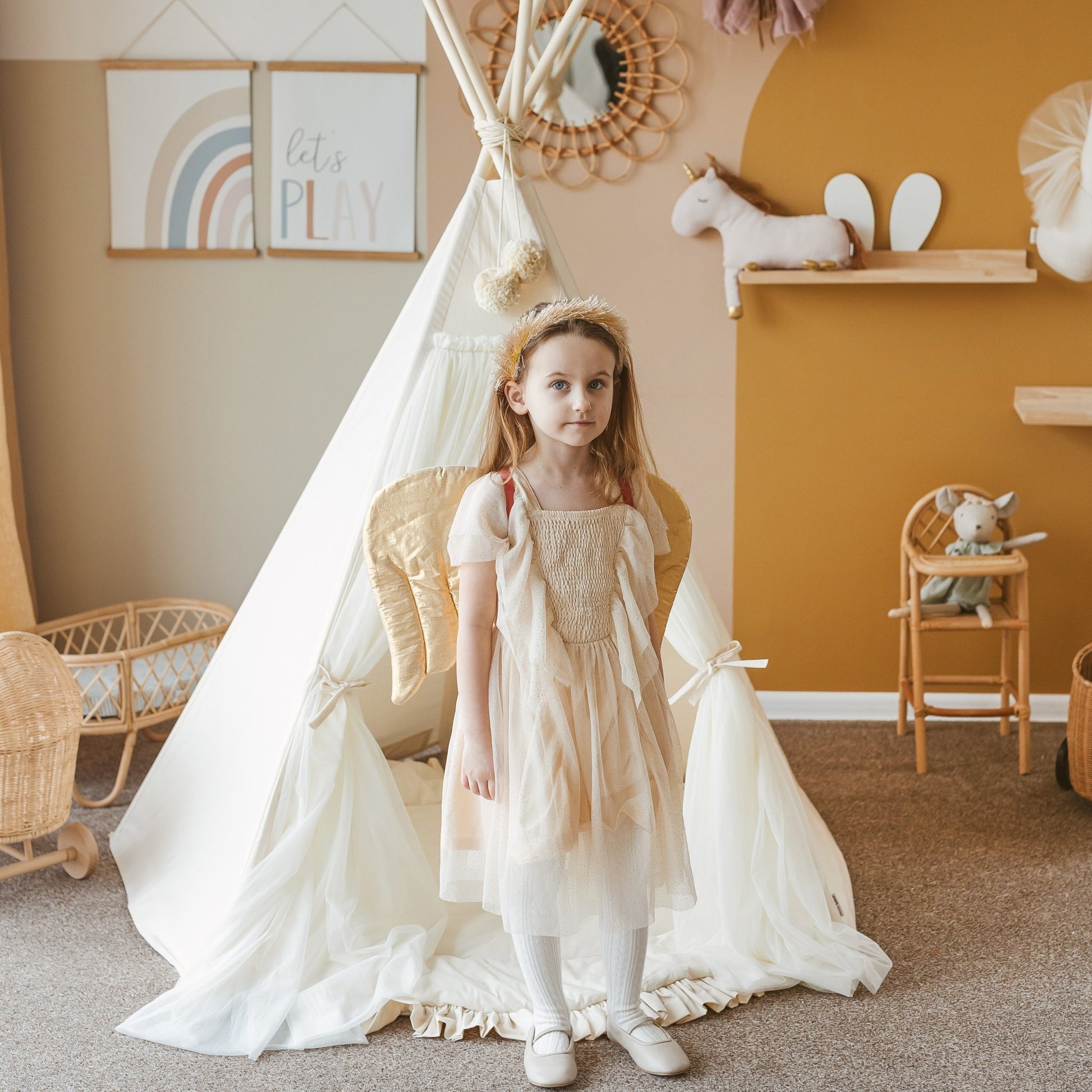 MINICAMP Fairy Kids Play Tent With Tulle in Ecru - Edie And I